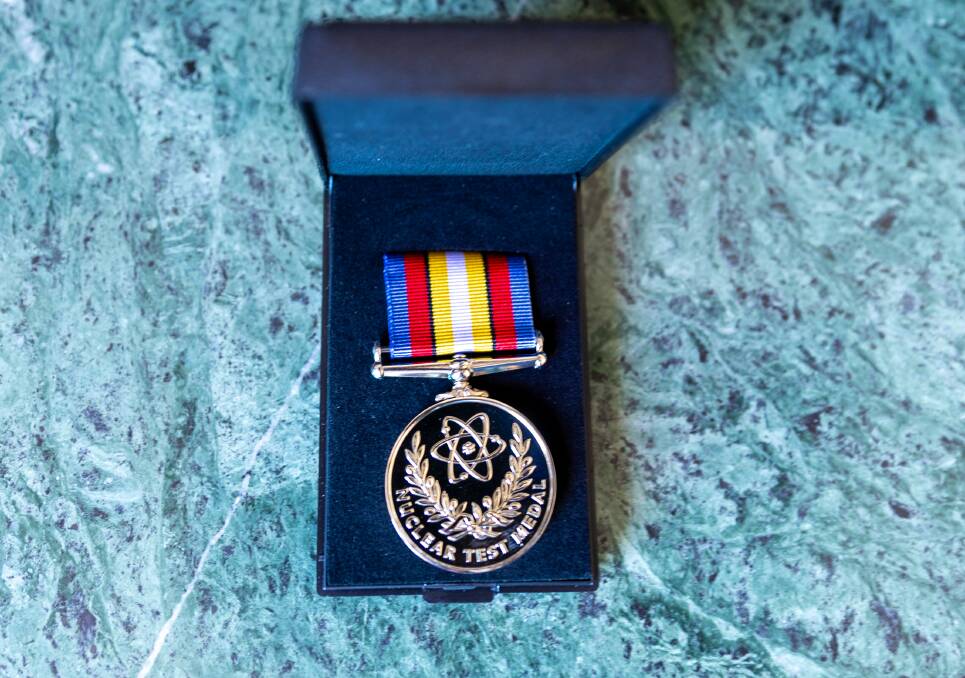 The Nuclear Test Medal awarded posthumously to Peter Raw. Picture by Eddie Guerrero