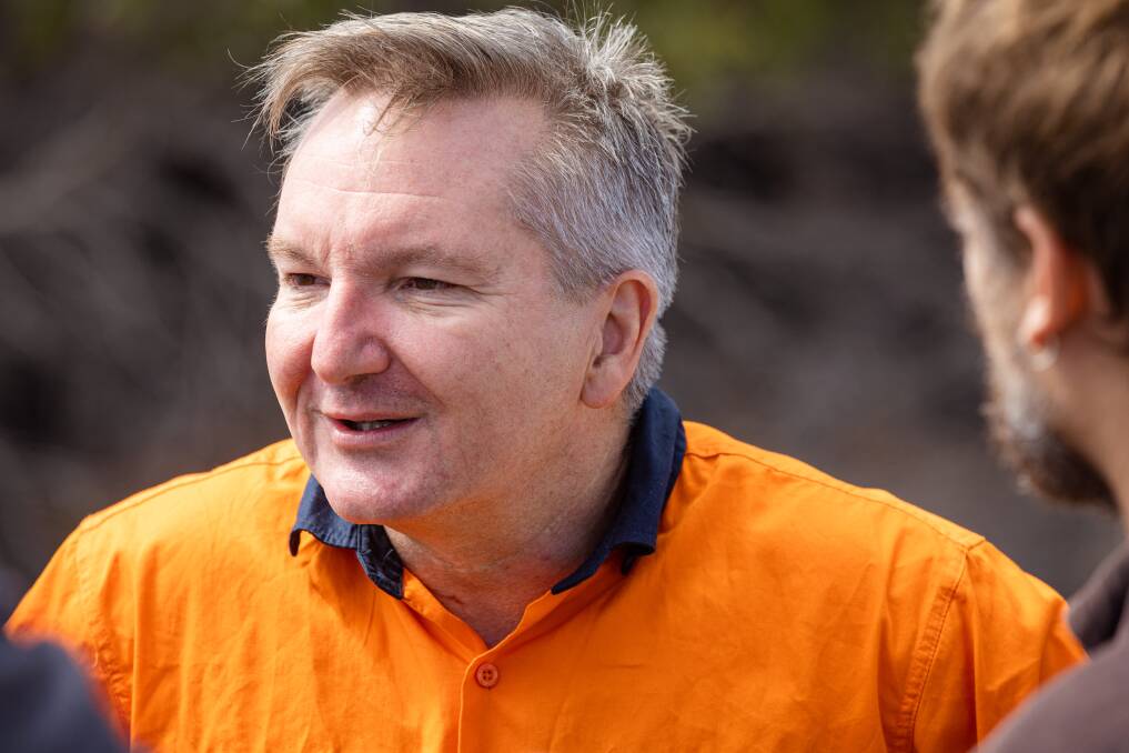 Energy Minister Chris Bowen at the announcement in Portland of the offshore wind zone between Warrnambool and Port Fairy. Picture by Sean McKenna