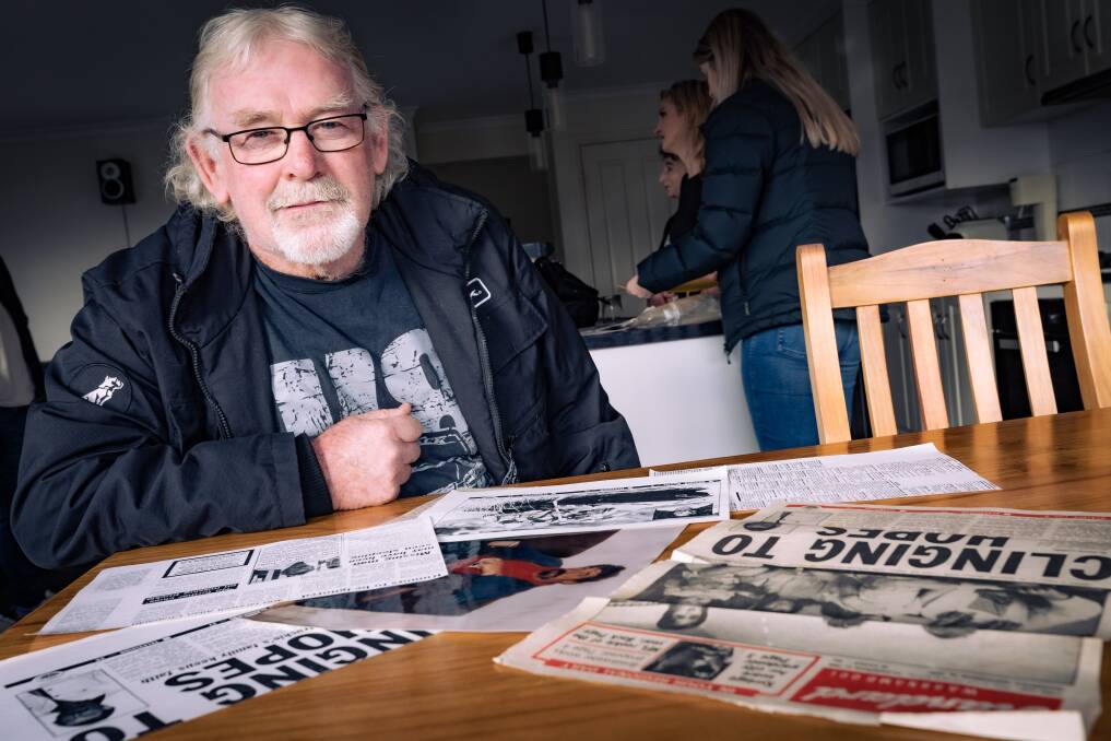 Brian Chapman with some of the clippings from The Standard at the time of his brother Allan's death in 1990. Picture by Sean McKenna