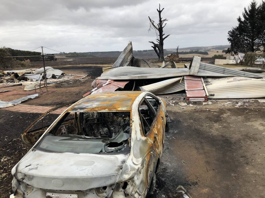 The scene: A picture taken in the aftermath of the St Patrick's Day fires at Vicki Angus' Elingamite property. She addressed the magistrates court this week during the prosecution of energy giant Powercor. Picture: Katrina Lovell