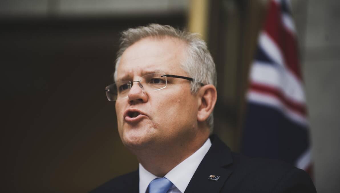 Balancing act: PM Scott Morrison congratulated residents for changing their ways this week after restrictions were introduced to stop the spread of coronavirus. Picture: ACM