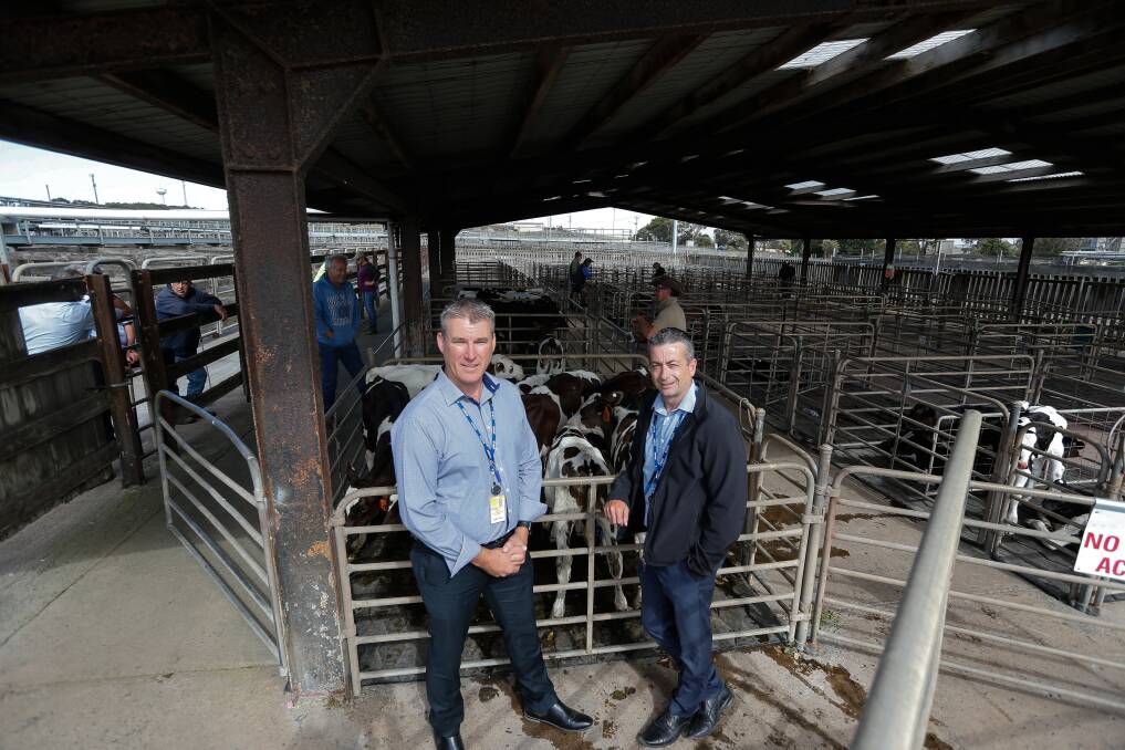 On the job: Detective Senior Constable Craig Wastell and Detective Acting Sergeant Derek Verity will host a farm crime session at Warrnambool saleyards. Picture: Anthony Brady