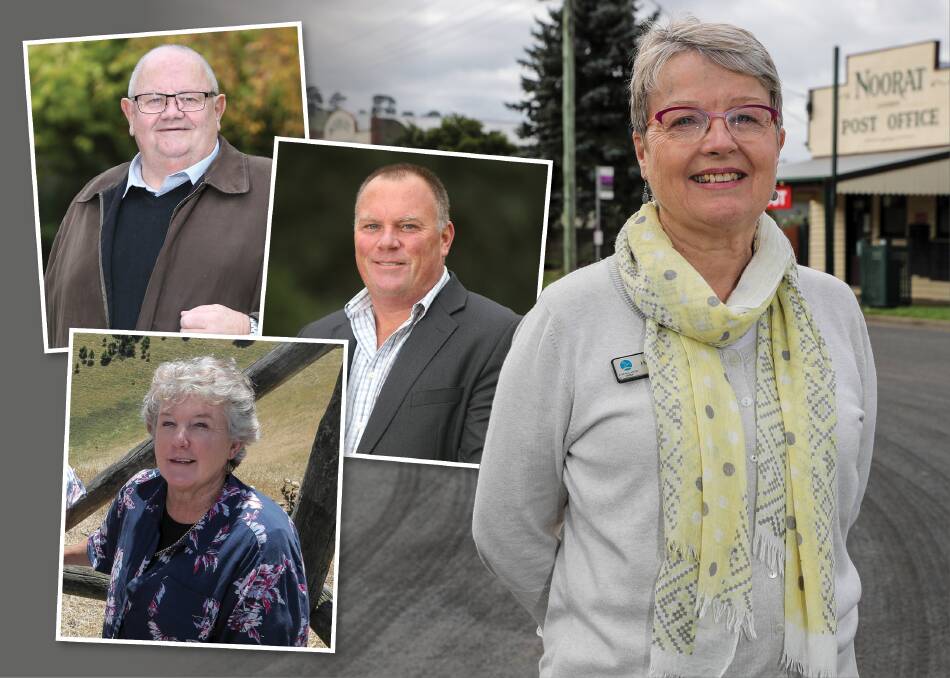 Retiring: Crs Lesley Brown (bottom left), Neil Trotter (top left), Simon Illingworth and Helen Durant won't seek re-election in October.