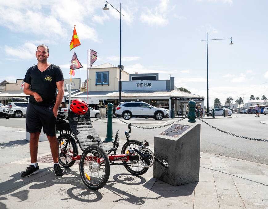 Inspiration: Stroke survivor Tommy Quick is using Port Fairy as a training base before an epic ride to the four points of mainland Australia. Picture: Morgan Hancock