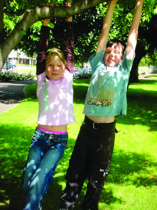 Childhood photo of Grace Tame and best friend Dom. Picture supplied 