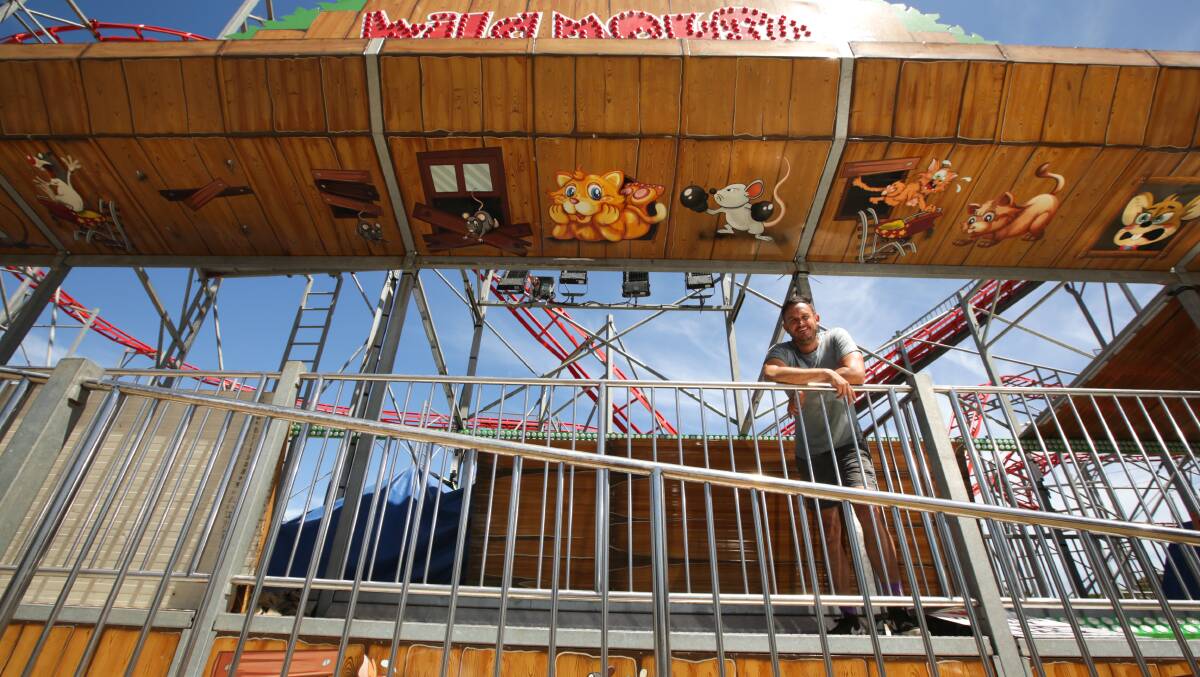 FUN TIMES: Trent Woodall at the new Wild Mouse rollercoaster at Warrnambool's Summer Carnival. Picture: Chris Doheny