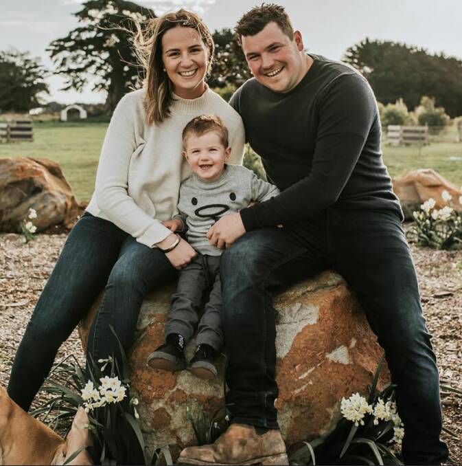 MUCH-LOVED: Duncan Craw, pictured with his wife Taylia and son Levi, is believed to have been killed in a shark attack in South Australia.