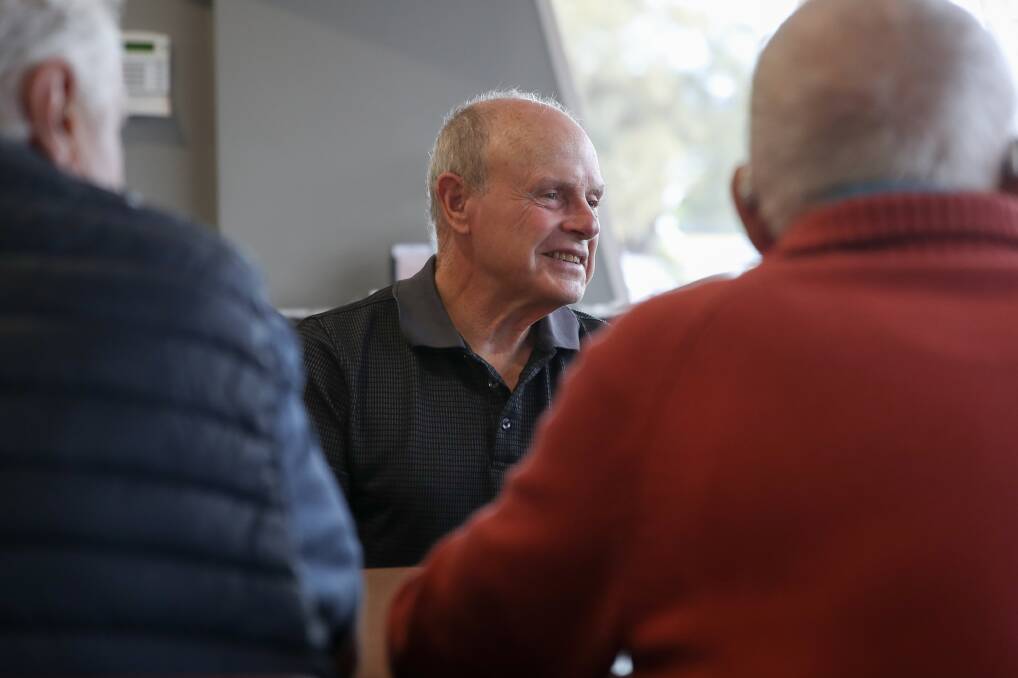 Veteran Brian Mathers has a laugh with his friends at the Warrnambool RSL. Picture: Morgan Hancock