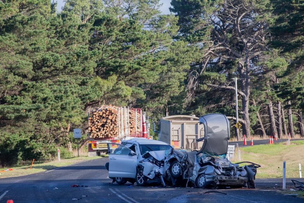 TRAGEDY: The scene in March 2018 of the four-vehicle collision which claimed the life of a woman and left four others in hospital.
