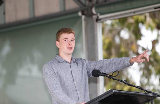 'ADORED HUMAN': Mortlake's Jackson Boyden, 19, was awarded this year's Moyne Shire Council Young Citizen of the Year. He remains in hospital in a serious condition following a single-car crash. Picture: Anthony Brady