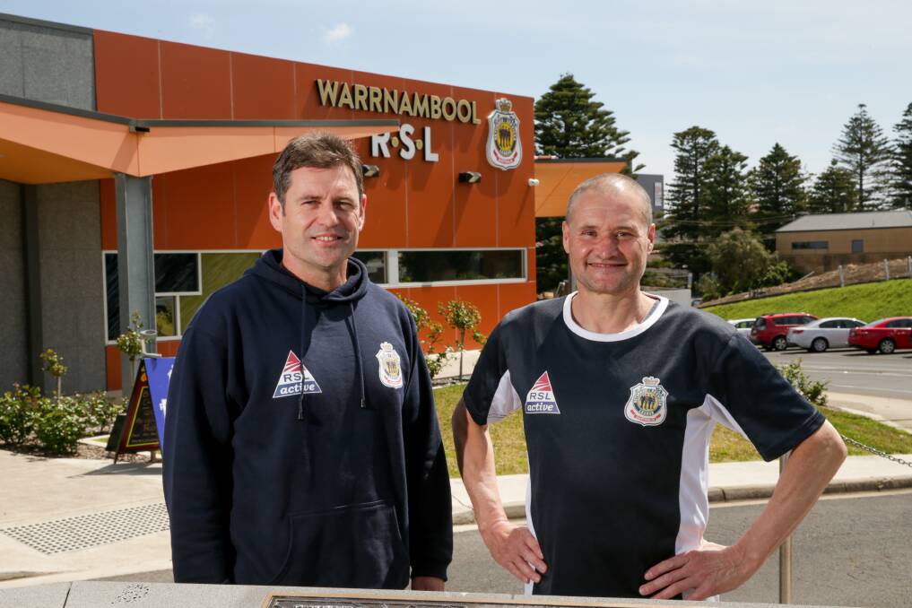 NEW DATE: Warrnambool RSL Active's Adam Kent and Chris Rantall are gearing up for this year's Walking Off The War Within, which has a new date of November 21. Picture: Chris Doheny 