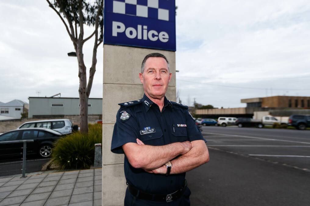 Victoria Police western region division two Superintendent Martin Hardy. Picture: Anthony Brady