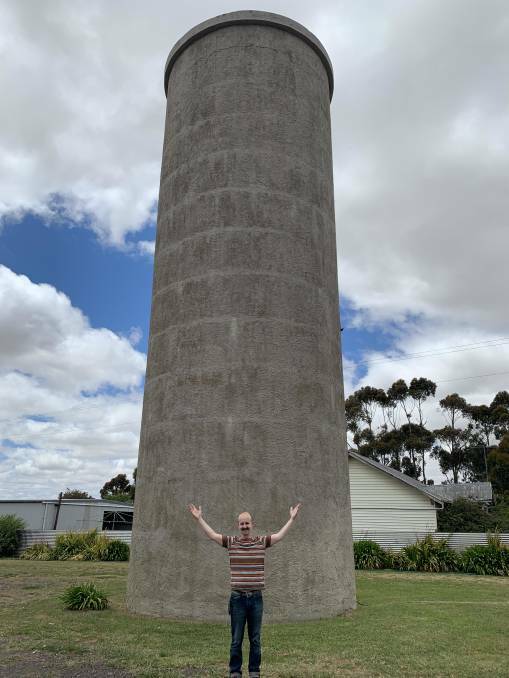 BLANK CANVAS: Jimmi Buscombe at the Lismore water tower.