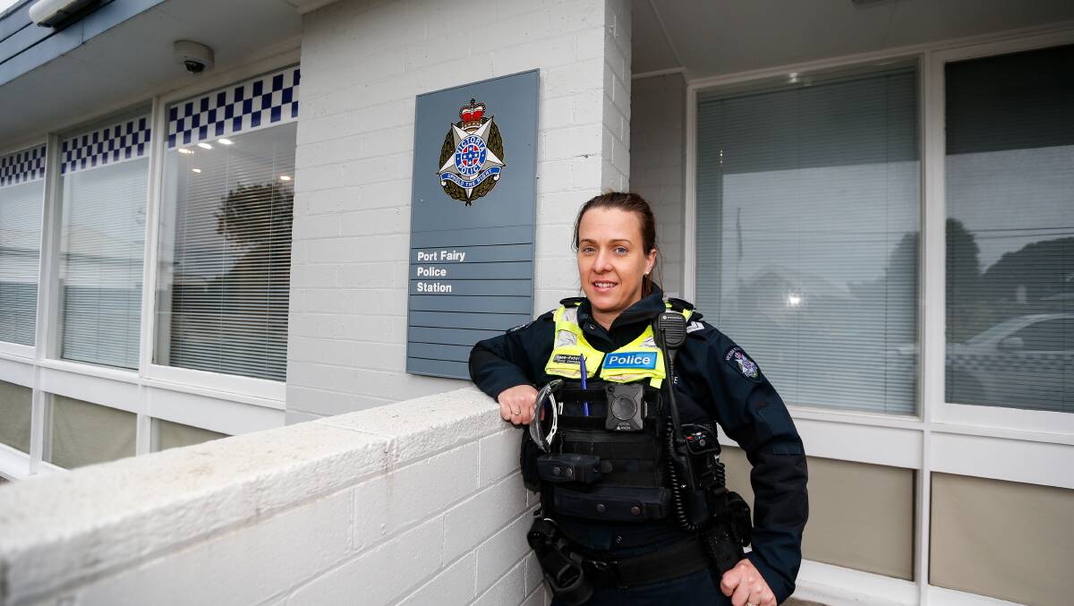 Lana Roberts is believed to be the first female permanently stationed at Port Fairy police station. Picture: Anthony Brady