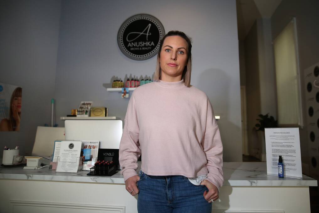 CLOSED AGAIN: Warrnambool's Anushka Brows and Beauty salon owner Rhiarna Sharma and her staff worked around the clock before the salon was forced to close on Thursday. Picture: Mark Witte.