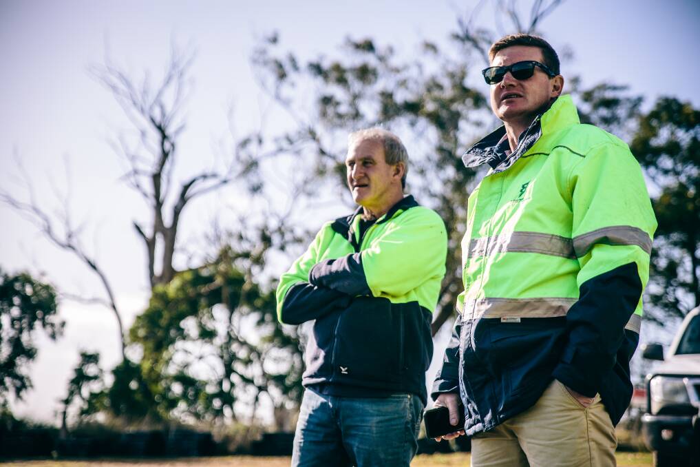 SFM Asset Managements regional forester Noel Bull and general manager Mike Lawson are using the latest technology in an effort to stop theft from plantations. Picture: Supplied