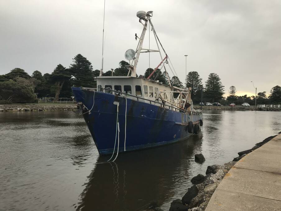 The moored vessel 'Killara' was cut adrift in the Moyne River on Saturday. Picture: Supplied
