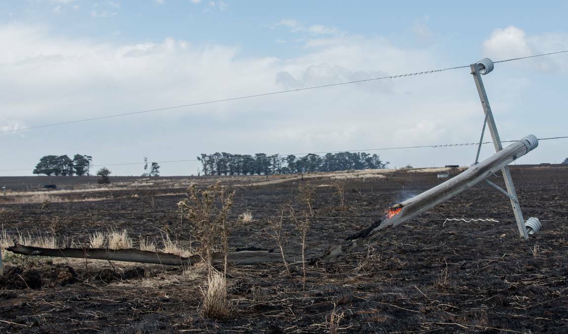 BLACK MARK: The pole that snapped and started The Sisters/Garvoc bushfire in 2018.