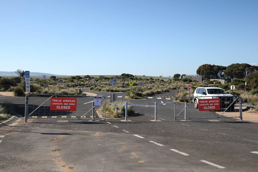 STAY AWAY: The Twelve Apostles is closed to the public due to COVID-19. Fences and barricades have been put in place to stop visitors from entering. Picture: Mark Witte