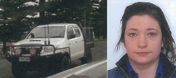 Police have released images of Nina and her vehicle, a 2013 white Toyota Hilux utility bearing registration 1NM 6MQ, as the woman remains missing after failing to attend work on Thursday.