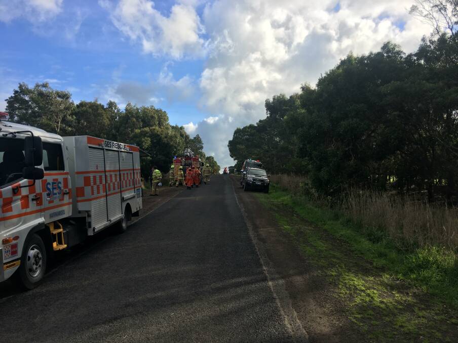 A 20-year-old Warrnambool woman became trapped in her vehicle after she lost control and rolled into a paddock near Ballangeich. 