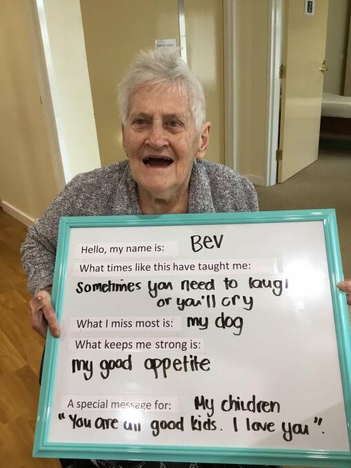 POSITIVE: Aberlea Mortlake resident Bev Hall was one of 22 aged care residents who shared advice on how to cope with the coronavirus pandemic. Picture: Supplied