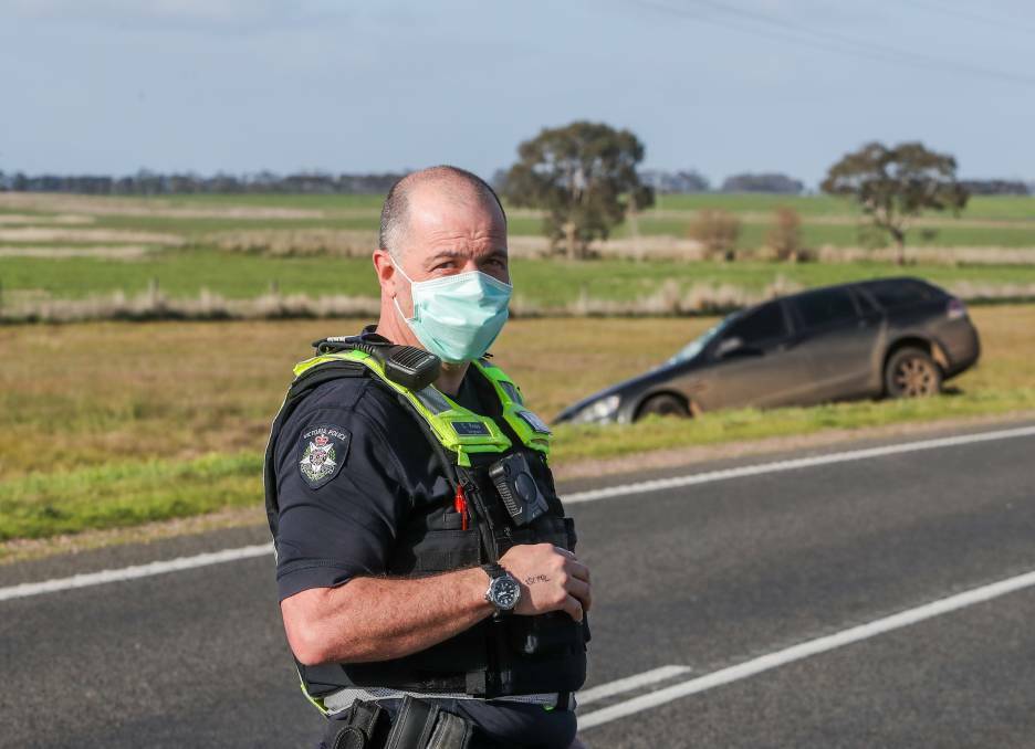 SLOW DOWN: A file photo of Warrnambool police Acting Senior Sergeant Cameron Ross, who has urged drivers to slow down on south-west roads after hundreds of offences were detected during the Easter long weekend