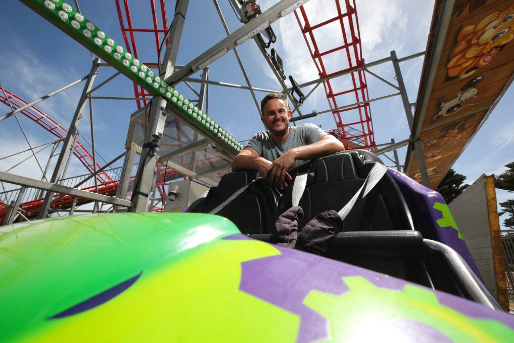 BIGGER AND BETTER: Trent Woodall at the new Wild Mouse rollercoaster at Warrnambool's Summer Carnival. Picture: Chris Doheny