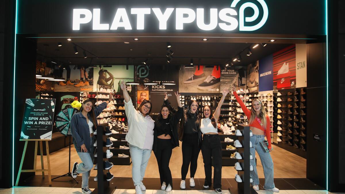Platypus staff members Claudia Thornton, Harmony Hukatai, Rhiannon Carabott, Kimberly Harney, Sarah Weekes and Briony Kent at the new Warrnambool store. Picture: Morgan Hancock