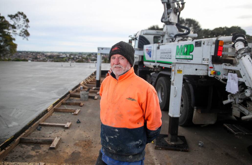 'Flat out': Warrnambool's Grant Scoble from Actif Concrete says it's the busiest he's been in 30-odd years. Picture: Morgan Hancock