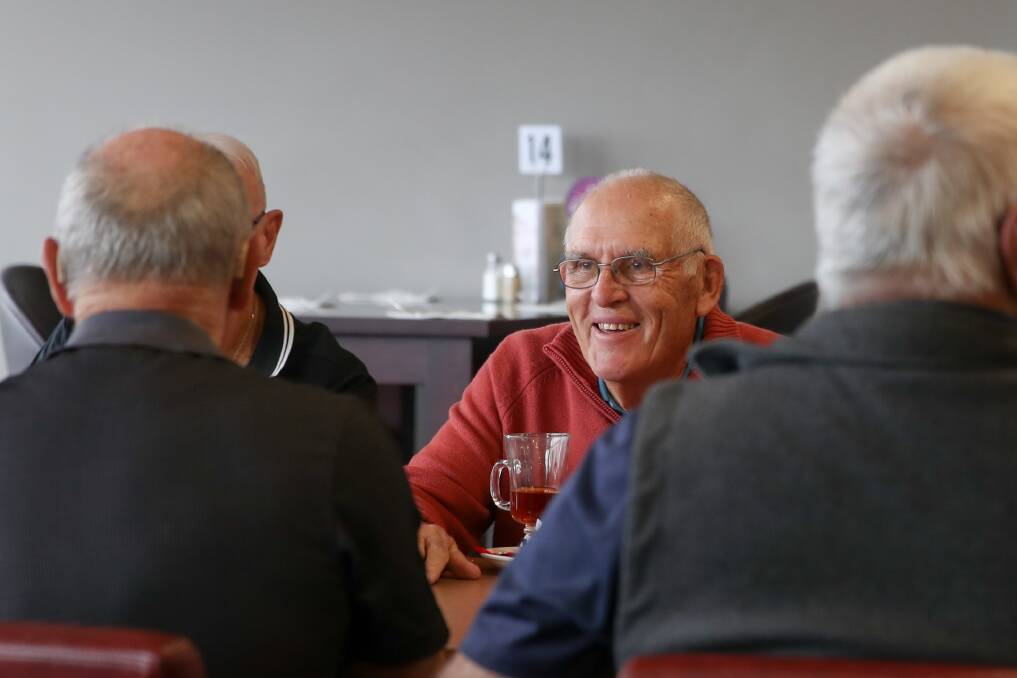 Warrnambool's Gavan Nevill said he wasn't sure about attending the weekly catch ups at first but his smile says it all. Picture: Morgan Hancock