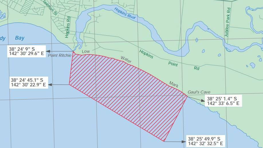 No go: The Logans Beach exclusion zone will be in place until 31 October, preventing powered vessels from entering the area