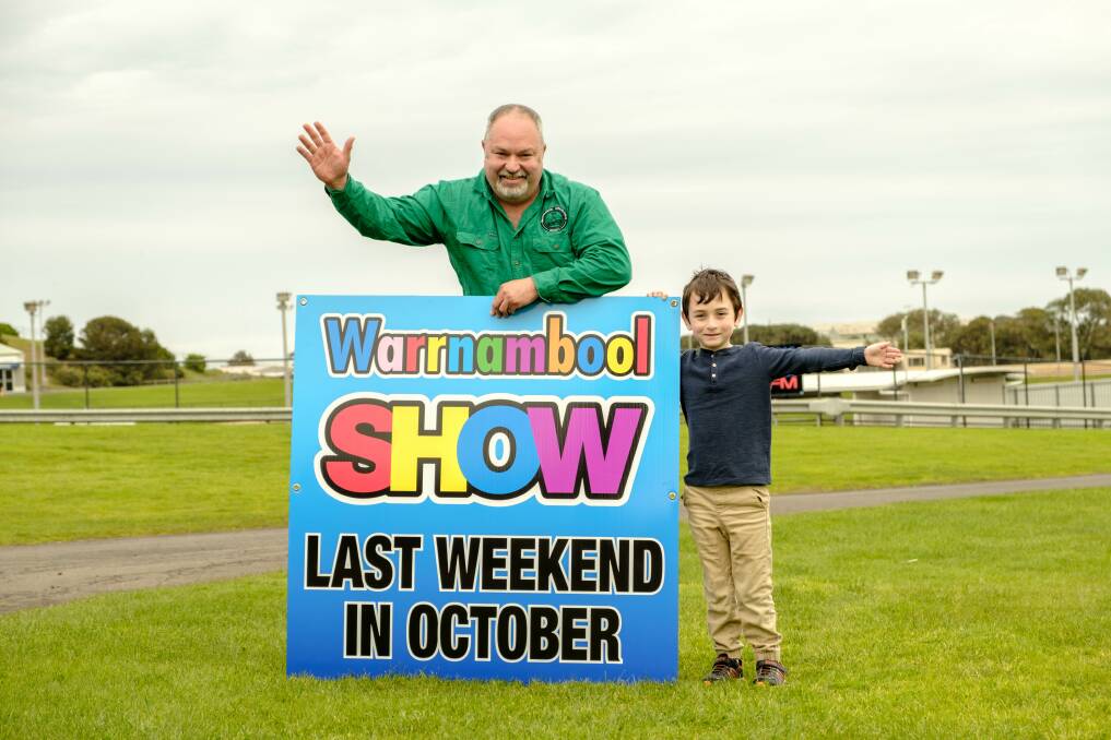 Warrnambool Agricultural Society president Jason Callaway with son Kaiden, 7, are gearing up for the Warrnambool Show in October. Picture: Chris Doheny