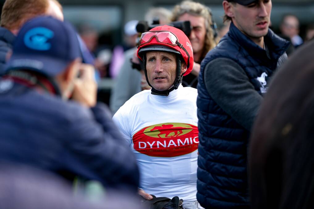 EXPERIENCED: Sensationalisation, jockey Damien Oliver after his win. Picture: Chris Doheny