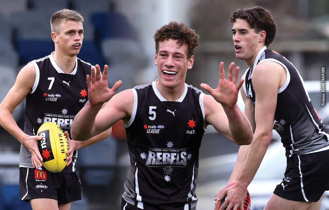 TERRIFIC TRIO: Camperdown's Hamish Sinnott, Penshurst's Josh Rentsch and Portland's Jamieson Ballantyne will play for Vic Country on Friday. Pictures: Adam Trafford