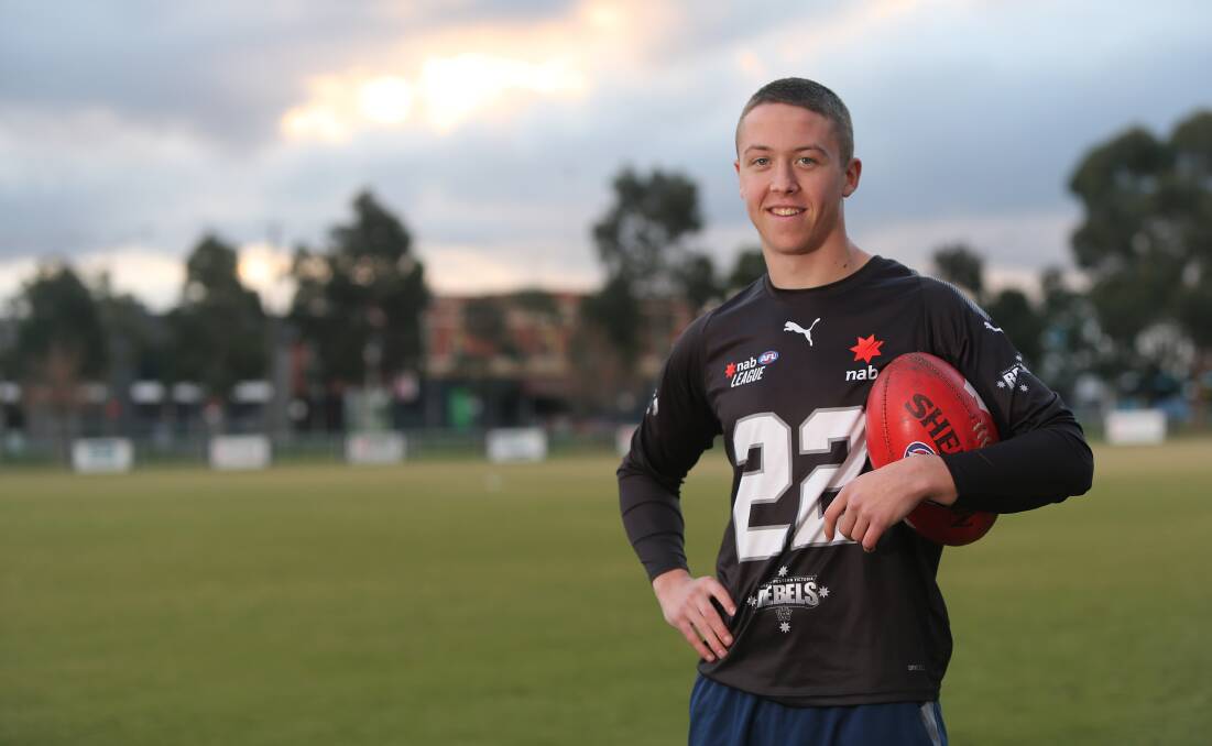 BORDERLINE: Warrnambool's Mitch Burgess turns 19 in September. Under current state government COVID-19 restrictions can play NAB League games until his birthday. Picture: Mark Witte 