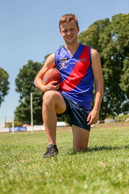HELPING OUT: Kane Johnstone, 18, is coaching Terang Mortlake's under 16 football team. Picture: Chris Doheny