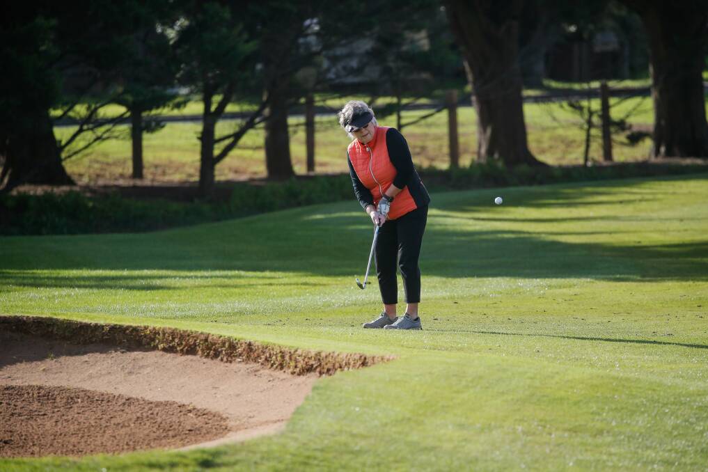 NICE DAY FOR IT: Annette Blake was one player who returned to Warrnambool's golf course on Wednesday. Picture: Anthony Brady