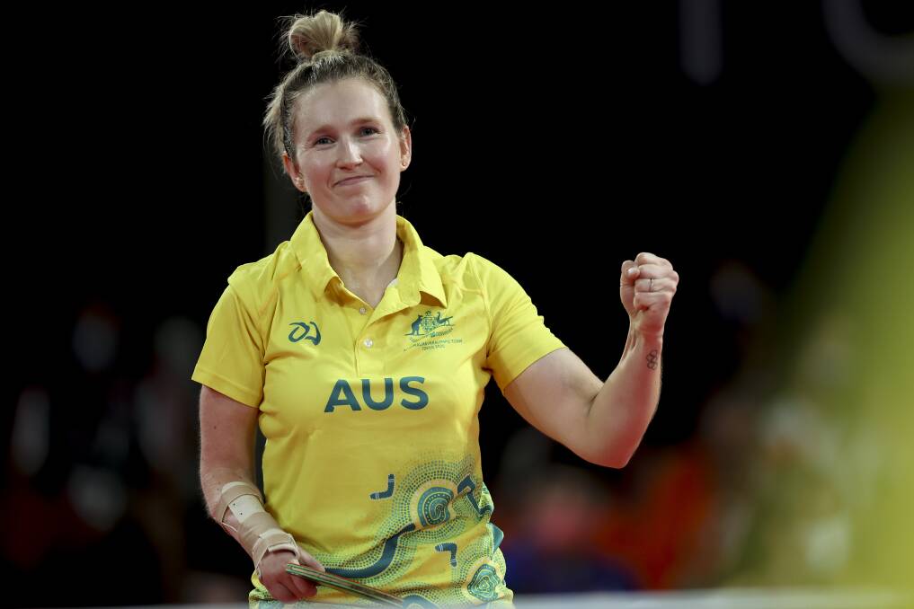 WORLD STAGE: Melissa Tapper wearing Australia's green and gold with pride at the Tokyo Paralympics. Picture: Getty Images 