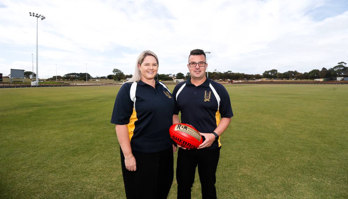 LEADERS: Warrnambool and District Football Umpires Association's Nicole Downie and Gavin Sell. Picture: Anthony Brady 