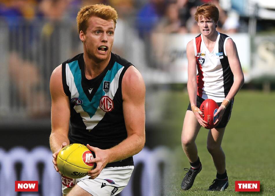 FROM COAST TO PORT: Warrnambool-raised Willem Drew played for Koroit in the Hampden league before joining Port Adelaide. He is now one win away from an AFL grand final. Pictures: Getty Images, Amy Paton 
