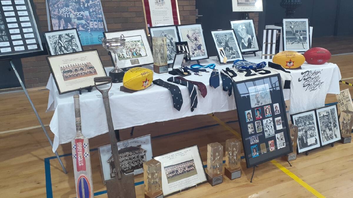 SPECIAL MEMORIES: A table adorned with Bill Picken's sporting treasures. 