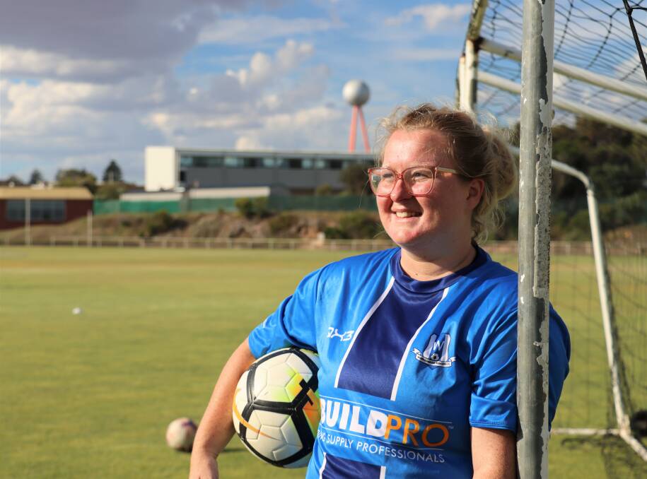 FAMILIAR TERRITORY: Britt Johnson is rapt Warrnambool Rangers will enter a women's team in the Ballarat and District Soccer Association in 2022. The mother-of-four is a past player who can't wait to return to the pitch. Pictures: Justine McCullagh-Beasy 