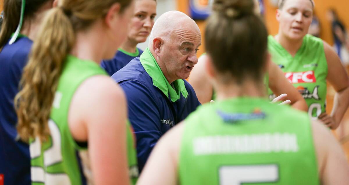 WISW WORDS: Warrnambool Mermaids coach Lee Primmer talks to his players during a Big V game. Picture: Chris Doheny 