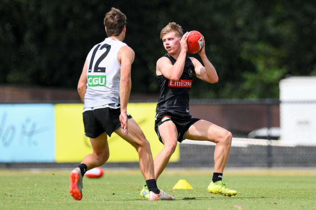 READY: Collingwood's Jay Rantall was drafted last year, aged 18. There are now calls to lift the draft age to 19. Picture: Morgan Hancock