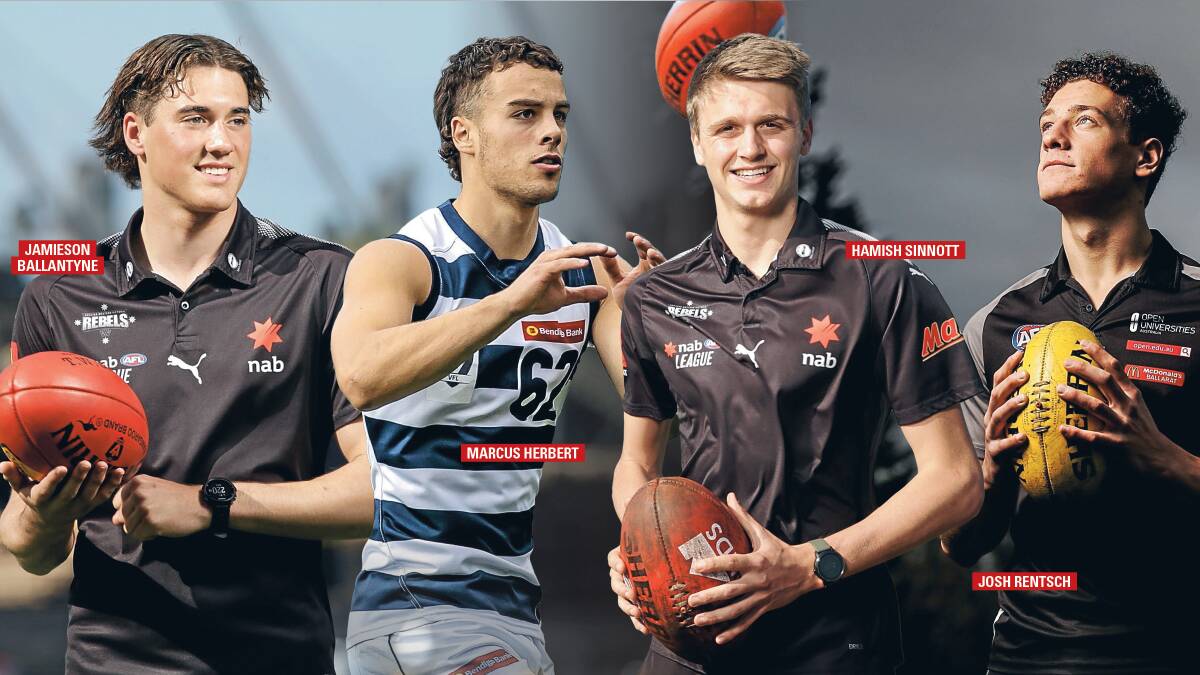 FOOTBALL FUTURES: Jamieson Ballantyne, Marcus Herbert, Hamish Sinnott and Josh Rentsch all played for NAB League club GWV Rebels in 2021. Pictures: Chris Doheny, Arj Giese and Morgan Hancock 