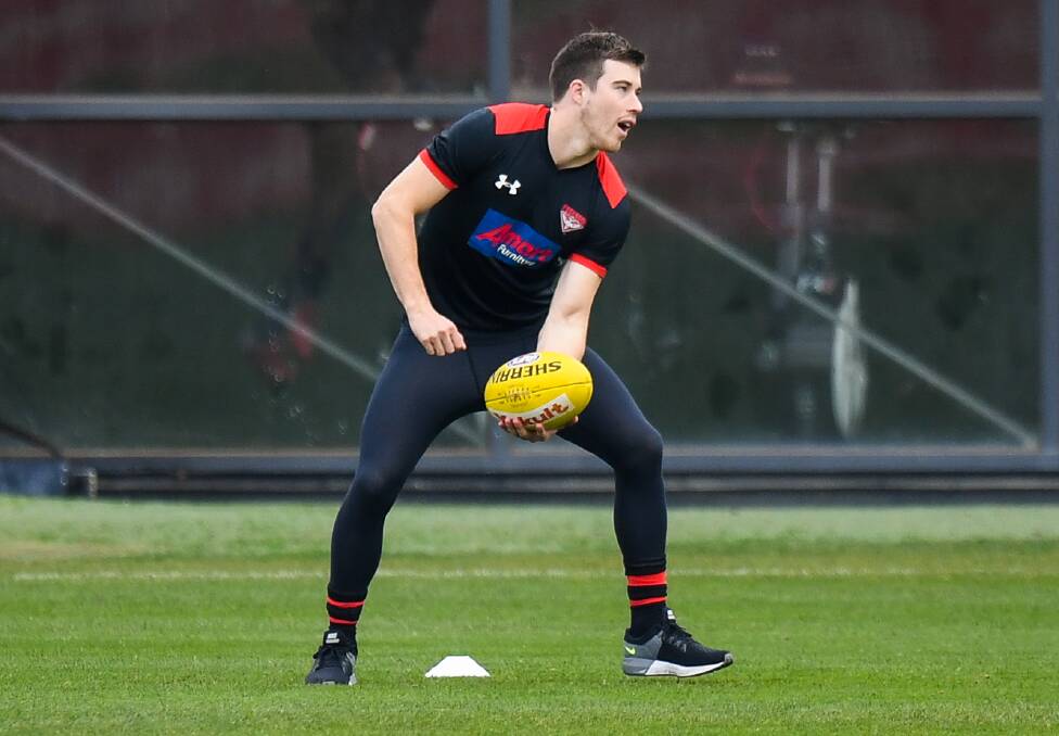 REFRESHED: Cobden export Zach Merrett, pictured at Essendon training on Wednesday, had extra recovery after the Bombers' round two clash against Melbourne was postponed. Picture: Morgan Hancock 