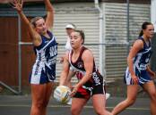 EMERGING: Mia Mills is one of Koroit's emerging netballers. She played three different grades - 17 and under, division one and open - on Saturday but playing rules change next round. Picture: Anthony Brady 