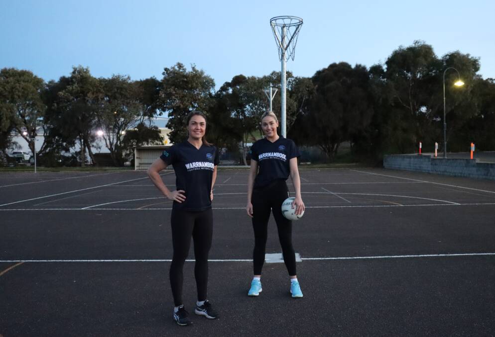 TRUE BLUES: Playing netball for Warrnambool means a lot to Emma Cust and Amy Wormald. Picture: Justine McCullagh-Beasy 