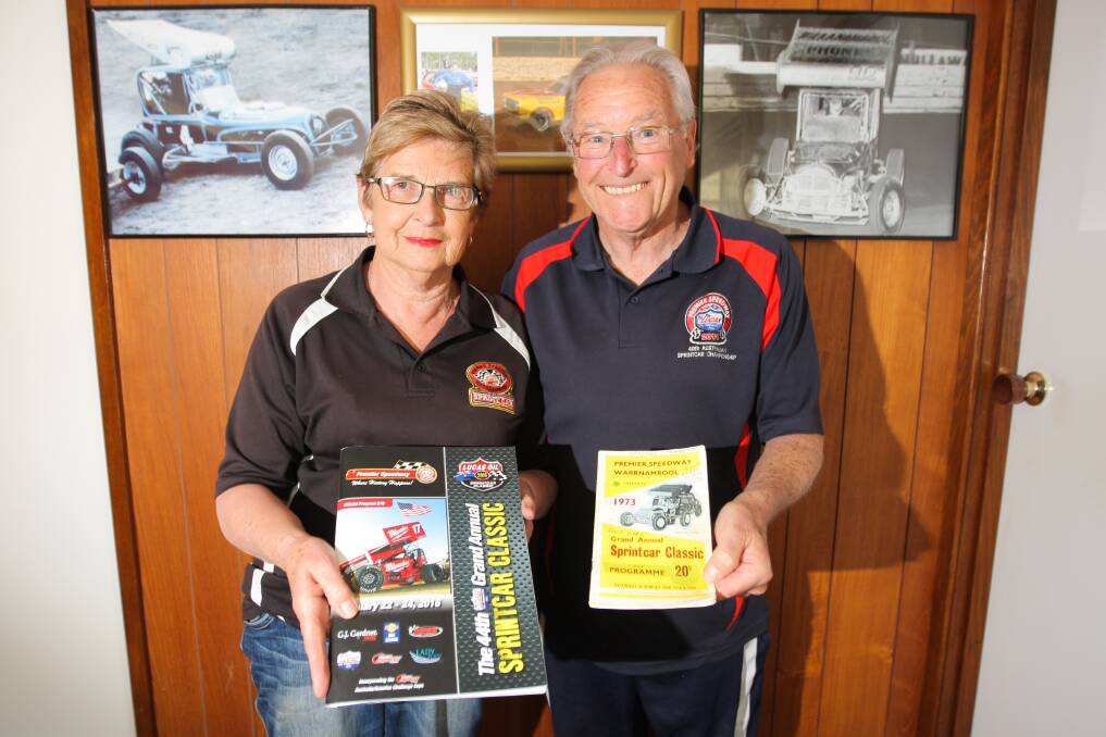 PASSIONATE: Lifelong speedway fans Jean and Charlie Burley, pictured in 2017, have been to every Grand Annual Sprintcar Classic. Picture: Morgan Hancock